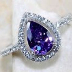 Amethyst & White Topaz  Silver Ring